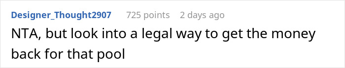 A Reddit comment advising legal action to recover money for the denied pool access. A Reddit comment advising legal action to recover money for the denied pool access.