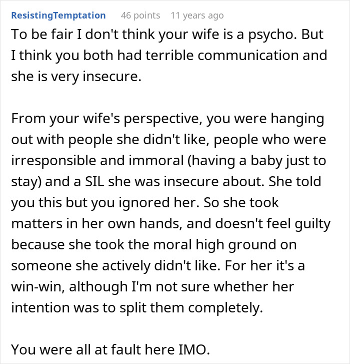 A comment about a wife's jealousy and secret police call ending in deportation, discussing bad communication and insecurity.