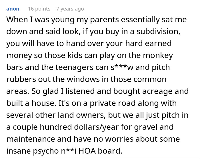 A homeowner discusses avoiding HOA fines by buying acreage and a house instead of a subdivision. A homeowner discusses avoiding HOA fines by buying acreage and a house instead of a subdivision.
