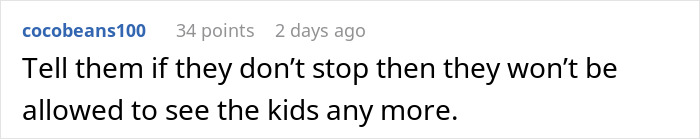 A Reddit comment section about a woman retiring to experience motherhood through grandkids, with a user suggesting the daughter restrict access to the kids. A Reddit comment section about a woman retiring to experience motherhood through grandkids, with a user suggesting the daughter restrict access to the kids.