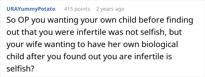 A Reddit comment questioning a man's marriage and his wife's shocking beliefs about conceiving.