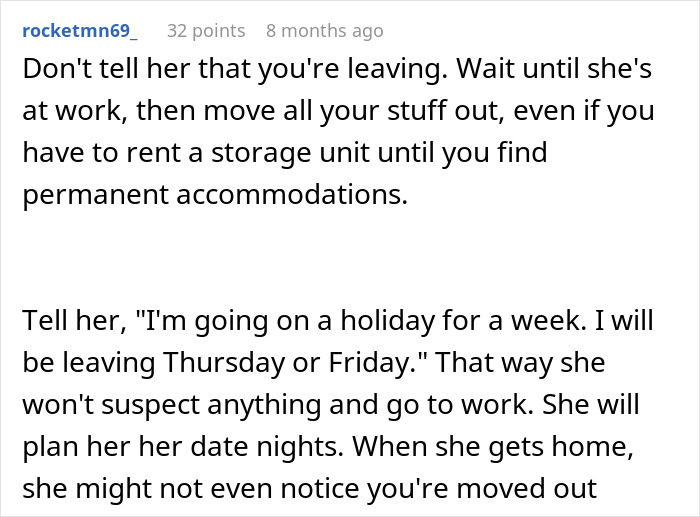 A comment advising a woman how to leave her 7-year relationship and avoid conflict after a red flag. A comment advising a woman how to leave her 7-year relationship and avoid conflict after a red flag.