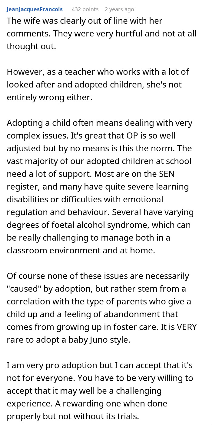 A man questions marriage after his wife exposes shocking beliefs about trying to conceive and adopted children.