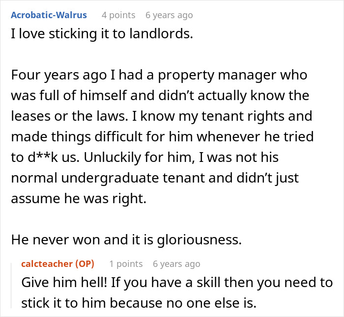 A Reddit comment supporting tenants who fight for their rights against landlords refusing to fix heating. A Reddit comment supporting tenants who fight for their rights against landlords refusing to fix heating.