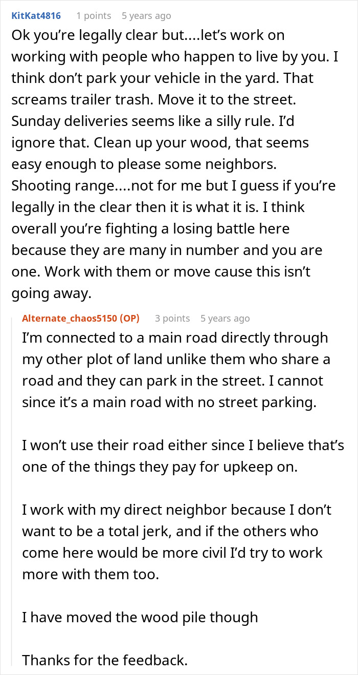 Screenshot of an online comment about a man owning home and land free of HOA rules. Screenshot of an online comment about a man owning home and land free of HOA rules.
