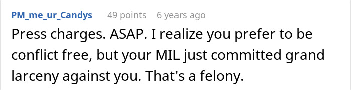 A comment on a social media post about a grandma buying love with gifts for her stepson.