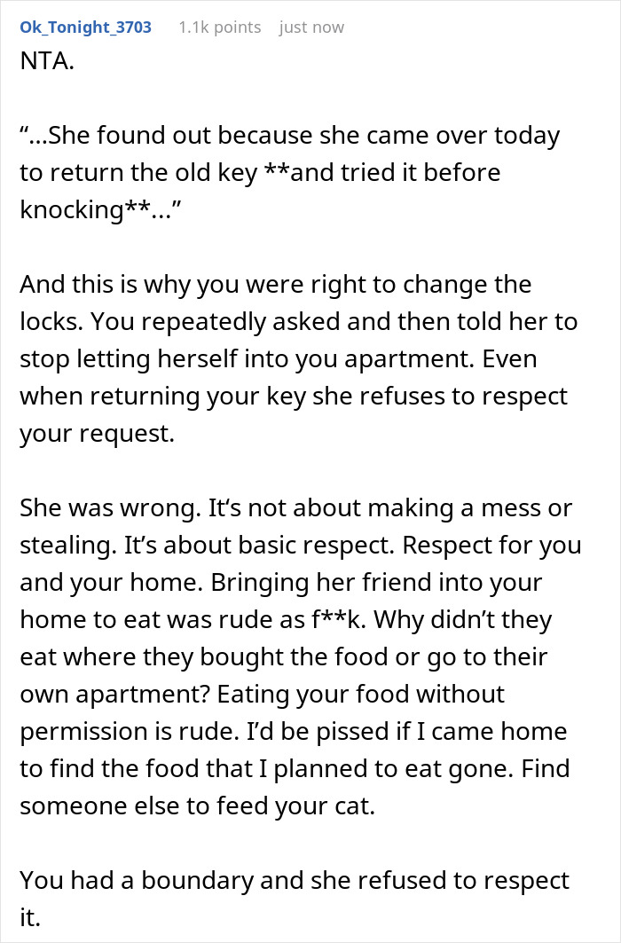 A screenshot of Reddit user Ok_Tonight_3703 comment on Sis turns bros home into her personal lounge. A screenshot of Reddit user Ok_Tonight_3703 comment on Sis turns bros home into her personal lounge.