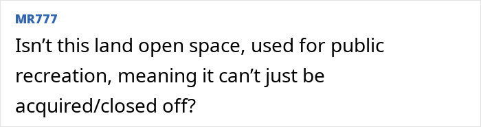 A comment questioning if the land is open space for public recreation, related to Harry Potter fans and the undersea cable reroute.