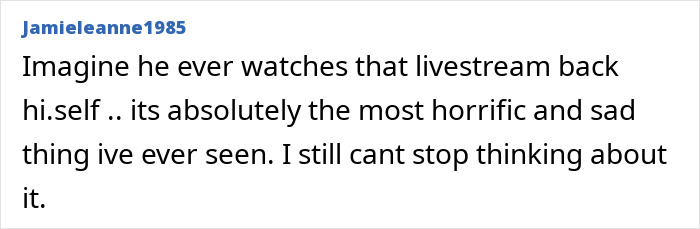 A comment about Perez Hilton's heartbreaking question and watching a livestream, finding it horrific and sad.