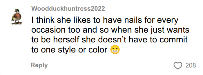 Woodduckhuntress2022's comment on Dolly Parton's tattooed hands and skin-colored gloves, suggesting nail changes. Woodduckhuntress2022's comment on Dolly Parton's tattooed hands and skin-colored gloves, suggesting nail changes.