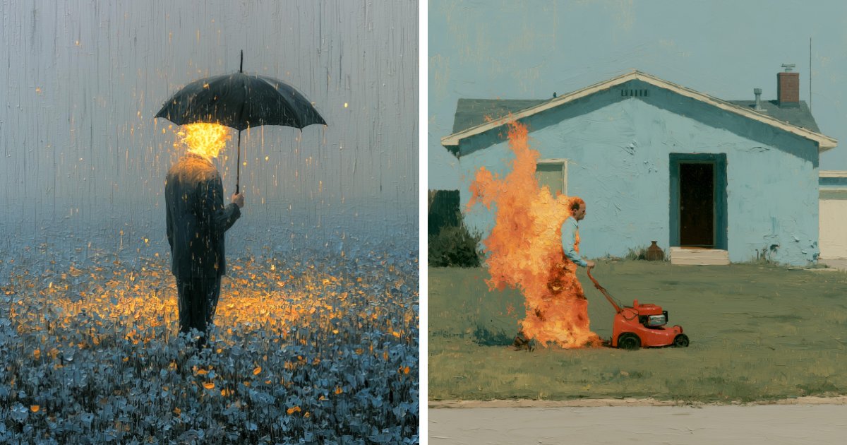 20 Digital Artworks That Uses Fire And Psychological Surrealism To Explore Human Vulnerability