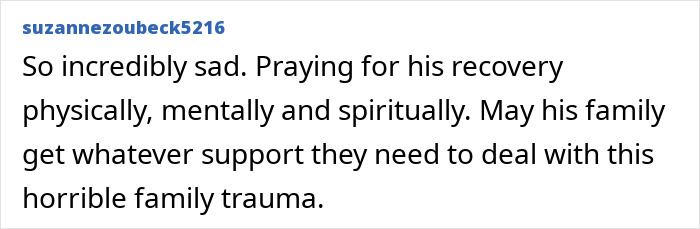 A user comment on Perez Hilton's heartbreaking question, praying for his recovery and family support.