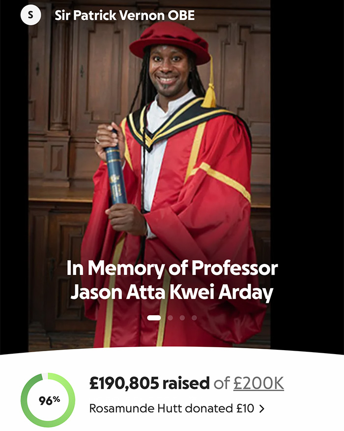 A GoFundMe for a Cambridge professor accused of plagiarizing a PhD, showing £190,805 raised. A GoFundMe for a Cambridge professor accused of plagiarizing a PhD, showing £190,805 raised.