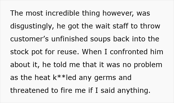 New Boss Cuts Costs By Reusing Customers' Leftovers, Veteran Employee Makes Sure Authorities Know New Boss Cuts Costs By Reusing Customers' Leftovers, Veteran Employee Makes Sure Authorities Know
