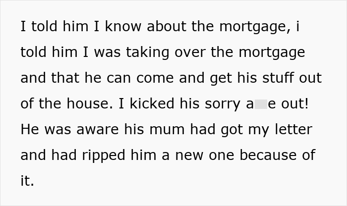 The woman confronting her jobless ex-husband about the mortgage and kicking him out, leading to her revenge. The woman confronting her jobless ex-husband about the mortgage and kicking him out, leading to her revenge.
