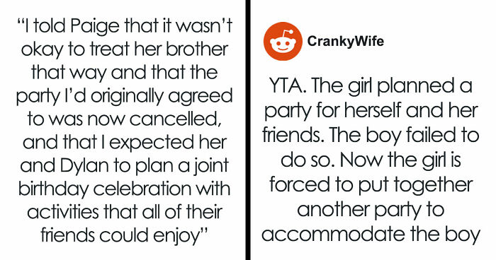 Daughter Excludes Twin Brother From Birthday Plans Without Telling Him, Mom Cancels Her Party