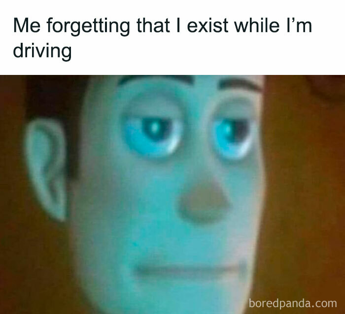 Hilarious memes featuring Woody from Toy Story with a blank, distant stare, capturing a forgetful mood.