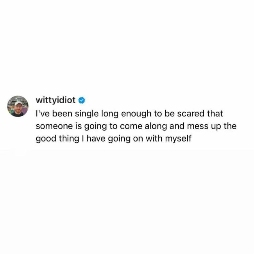 A screenshot displaying a comedian's unfiltered takes on life about being single.