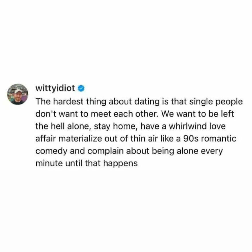 A screenshot of a comedian's post, one of his unfiltered takes on life about dating.
