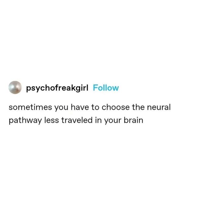 A Serotonin Meme showing a tweet about choosing the neural pathway less traveled, bringing comfort.