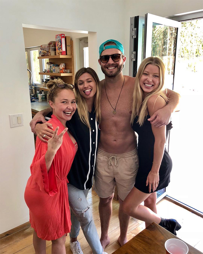 Hayden Panettiere and her boyfriend with friends, as his criminal past is under investigation. Hayden Panettiere and her boyfriend with friends, as his criminal past is under investigation.