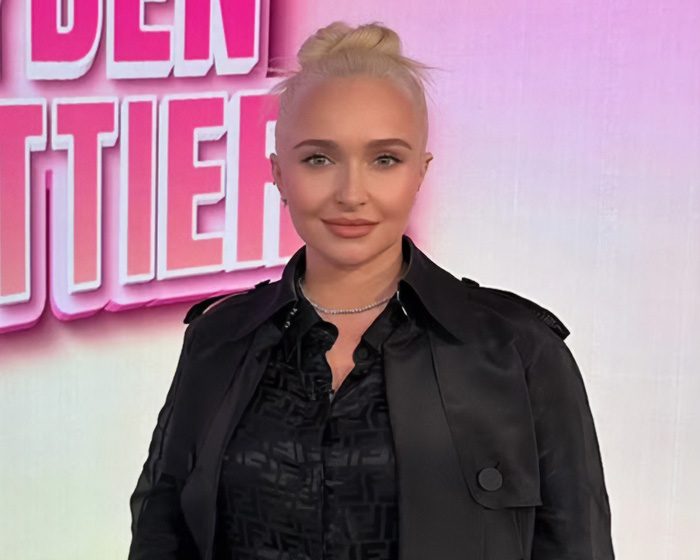 Hayden Panettiere with blonde hair in a bun, looking at the camera, sparking dark theory. Hayden Panettiere with blonde hair in a bun, looking at the camera, sparking dark theory.
