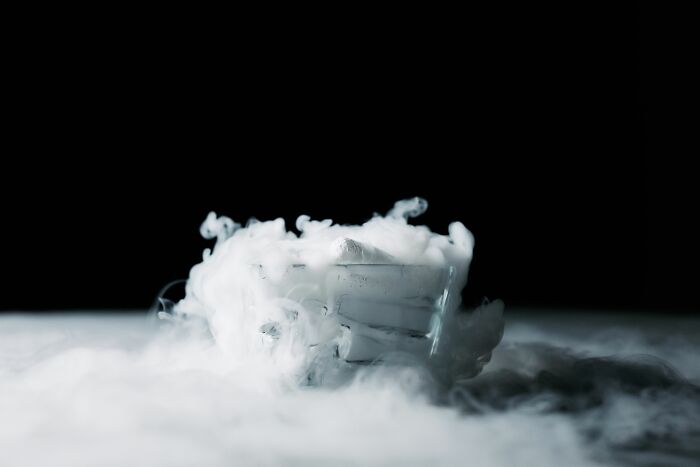 Dry ice producing a thick cloud of smoke. Harmless-looking things can be more dangerous than people realize.