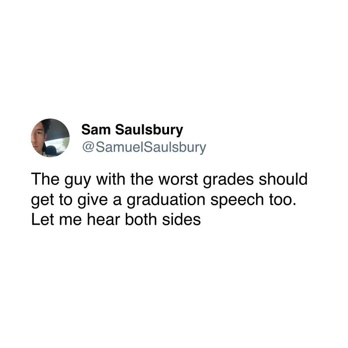 A surprisingly honest post by Sam Saulsbury suggesting the student with worst grades give a graduation speech.