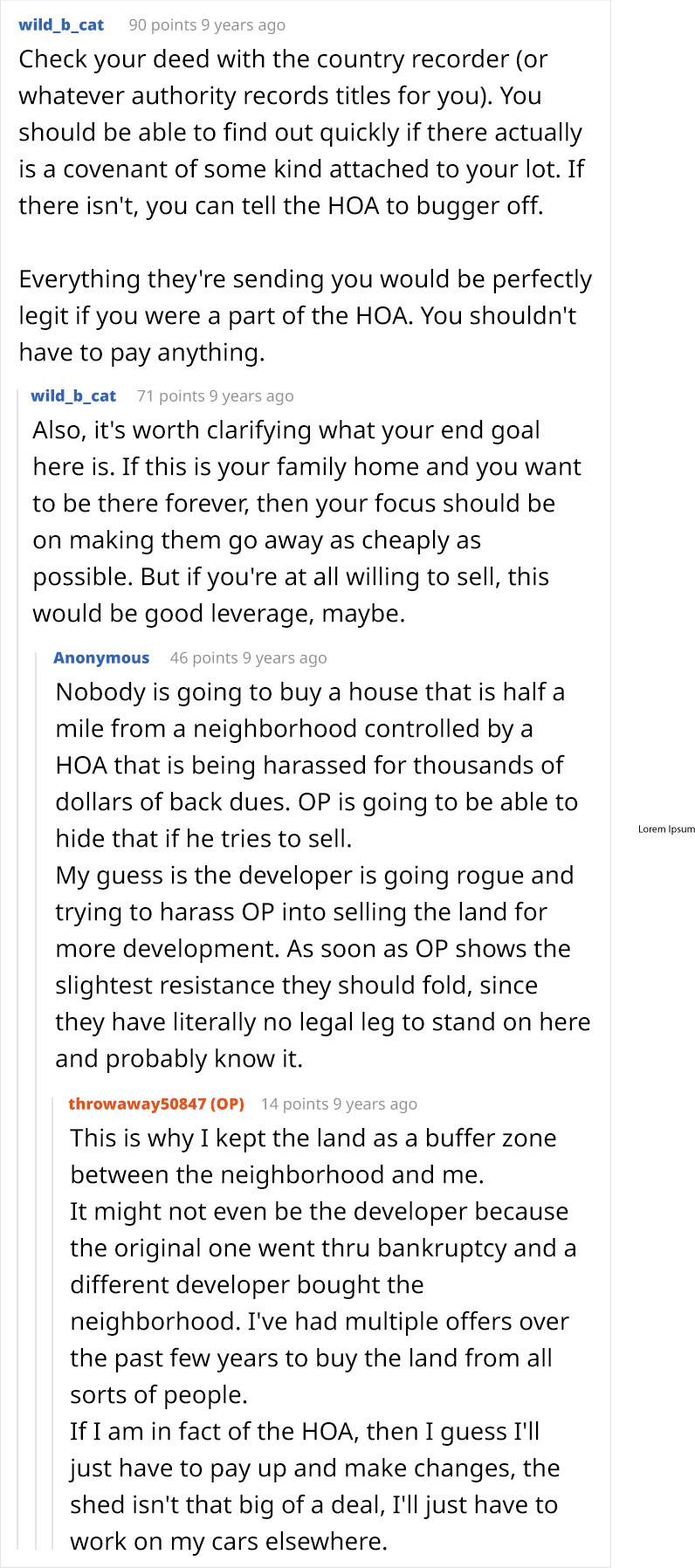 Reddit comments advising an HOA resident on how to handle a secret scheme against them.