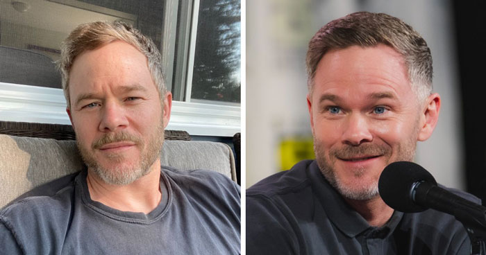 Split image of X-Men actor Shawn Ashmore on left and twin brother Aaron Ashmore on right. Split image of X-Men actor Shawn Ashmore on left and twin brother Aaron Ashmore on right.