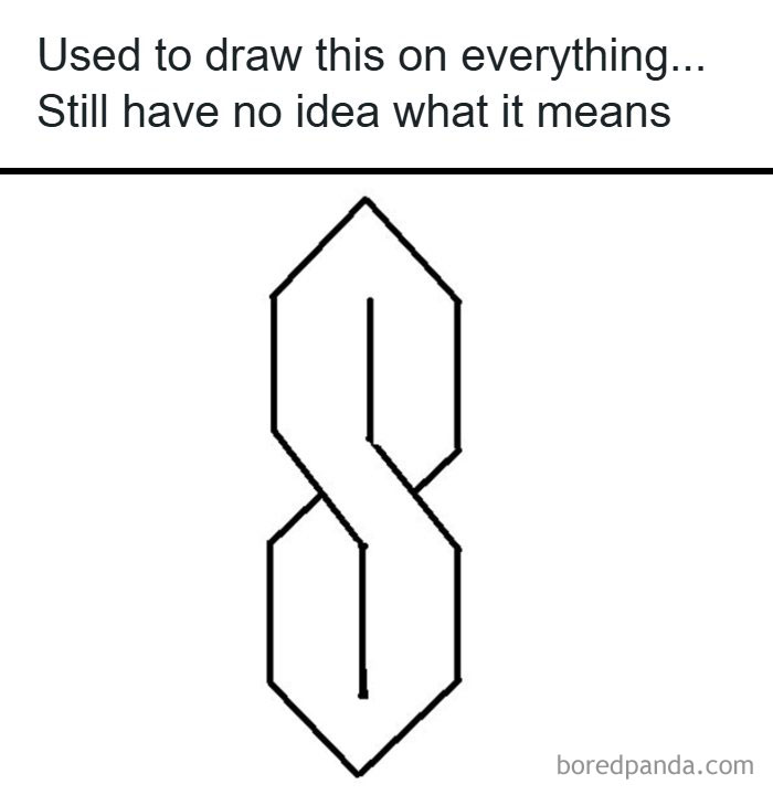 A simple, geometric S drawing, a recognizable doodle from the 80s.