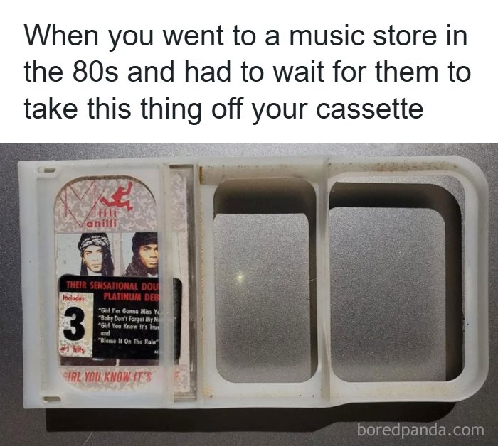 A cassette tape of Milli Vanilli, illustrating the 80s experience of waiting for music to be released.