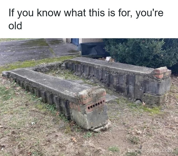 An outdoor concrete structure, a common sight from the 80s that reminds of how old you become.