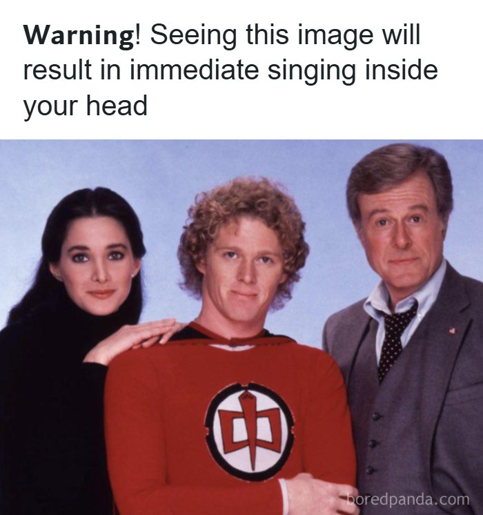 Three actors from an 80s show, evoking memories of good times and how old you've become.