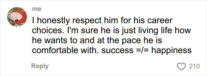 Fans react to former Disney heartthrob with a comment respecting his career choices.