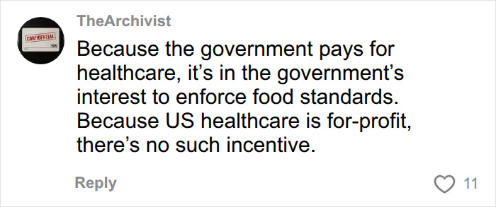 A comment on the USA vs France school lunch debate, discussing government interest in food standards and healthcare. A comment on the USA vs France school lunch debate, discussing government interest in food standards and healthcare.
