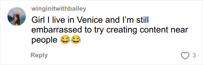 A comment from a Venetian about being embarrassed to create content. An influencer's call out gets savagely roasted. A comment from a Venetian about being embarrassed to create content. An influencer's call out gets savagely roasted.