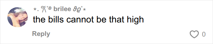 Screenshot of a comment stating, 'the bills cannot be that high' in reference to the 'minging' event. Screenshot of a comment stating, 'the bills cannot be that high' in reference to the 'minging' event.