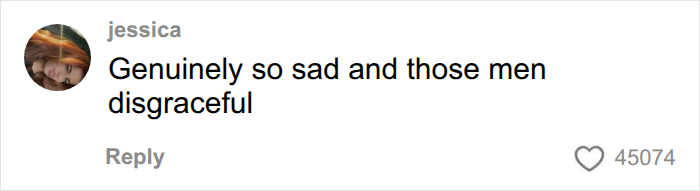 Screenshot of a comment from jessica on a Bonnie Blue event post, expressing sadness and calling men disgraceful. Screenshot of a comment from jessica on a Bonnie Blue event post, expressing sadness and calling men disgraceful.