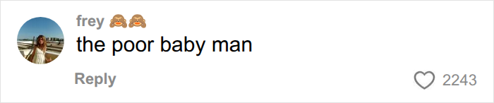 Screenshot of a comment: 'the poor baby man', related to Bonnie Blue's 'Minging' event. Screenshot of a comment: 'the poor baby man', related to Bonnie Blue's 'Minging' event.