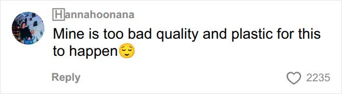 A social media comment about a bad quality plastic hair accessory that can cause injuries.