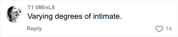 A social media comment by T1 0MinL8 about varying degrees of intimacy related to the 72-hour rule. A social media comment by T1 0MinL8 about varying degrees of intimacy related to the 72-hour rule.