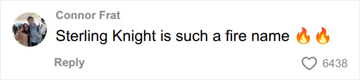 A social media comment from Connor Frat praising Sterling Knight's name.