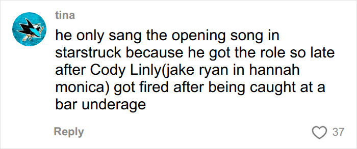 Fans react to Disney heartthrob; a comment about an actor's role in a show due to another being fired.