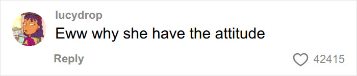 A social media comment by lucydrop asking, Eww why she have the attitude, regarding worst celebrities encountered. A social media comment by lucydrop asking, Eww why she have the attitude, regarding worst celebrities encountered.