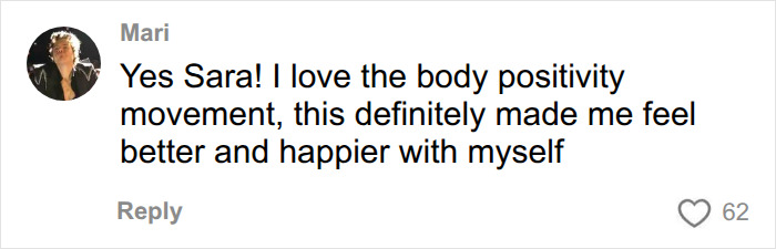 A comment supporting Sara Sampaio and the body positivity movement, highlighting real Instagram bodies. A comment supporting Sara Sampaio and the body positivity movement, highlighting real Instagram bodies.