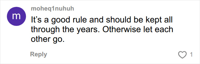 A comment advocating the 72-hour rule for intimacy, suggesting it could help couples keep intimacy alive. A comment advocating the 72-hour rule for intimacy, suggesting it could help couples keep intimacy alive.