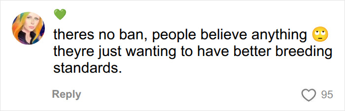 A comment on social media about dog breeds potentially banned in the UK. A comment on social media about dog breeds potentially banned in the UK.