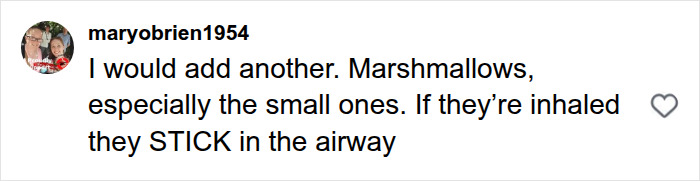 maryobrien1954 adds marshmallows to the list of things parents should never allow their children to do.