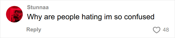 A social media comment about a teacher's dress code, questioning, 'Why are people hating im so confused.' A social media comment about a teacher's dress code, questioning, 'Why are people hating im so confused.'